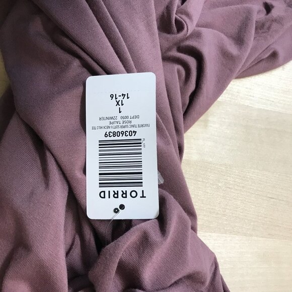 SUPER SOFT BY TORRID. WOMEN'S 1 - ROSE TAUPE TUNIC SUPER SOFT V-NECK HILO SHIRT - Picture 8 of 8